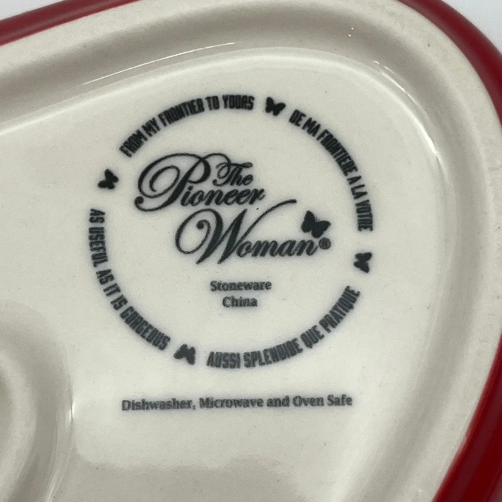The Pioneer Woman Heart Baker Red White Floral Stoneware Serving Dish